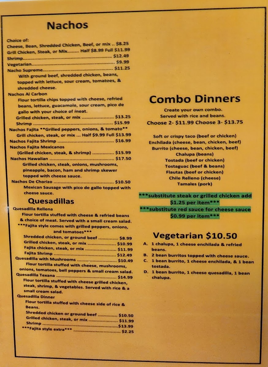 Little Mexico menu board