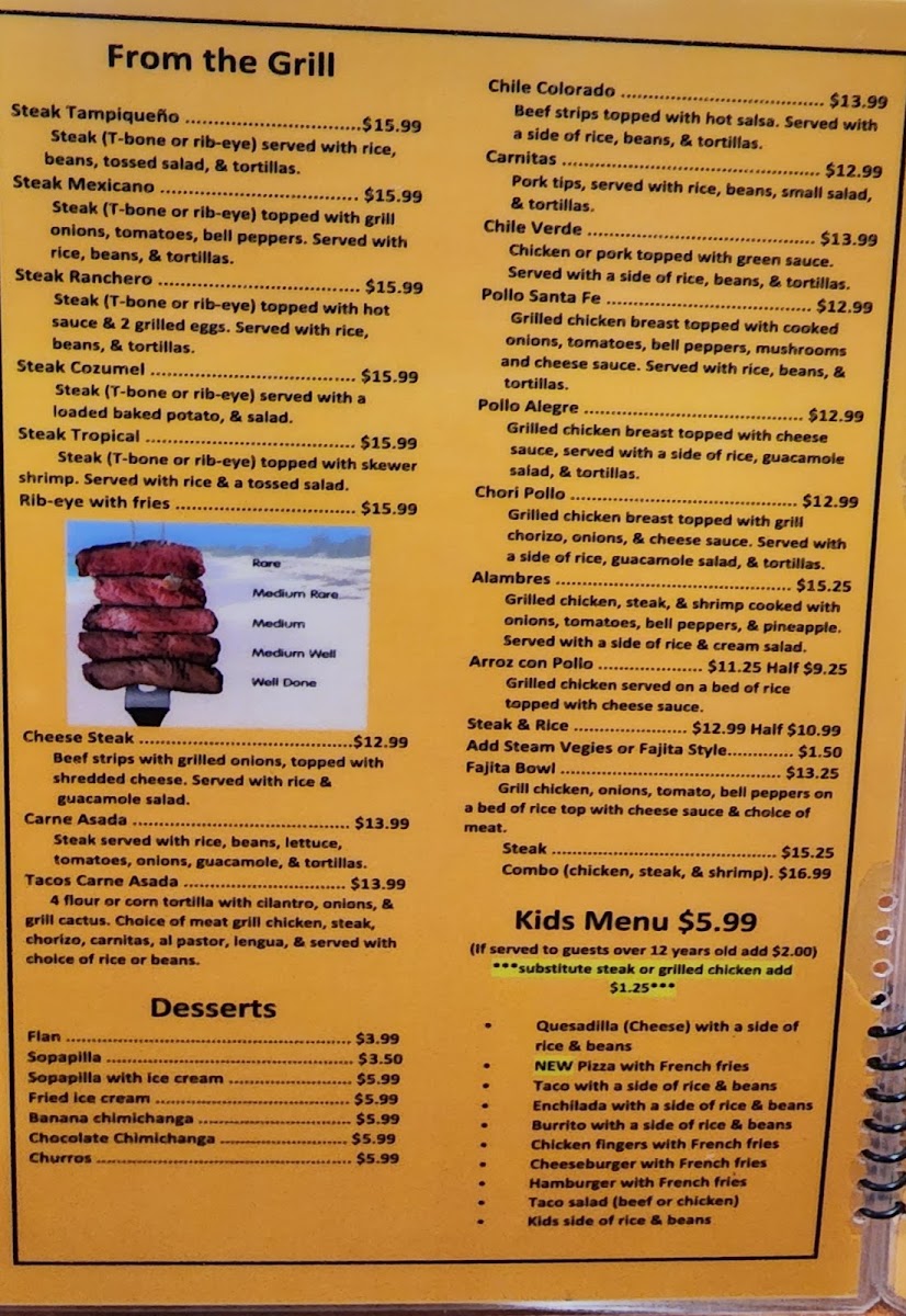 Little Mexico menu board