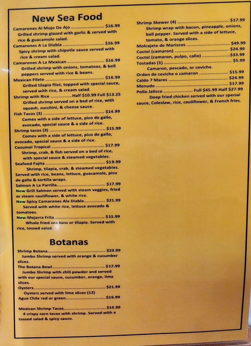 Little Mexico menu board