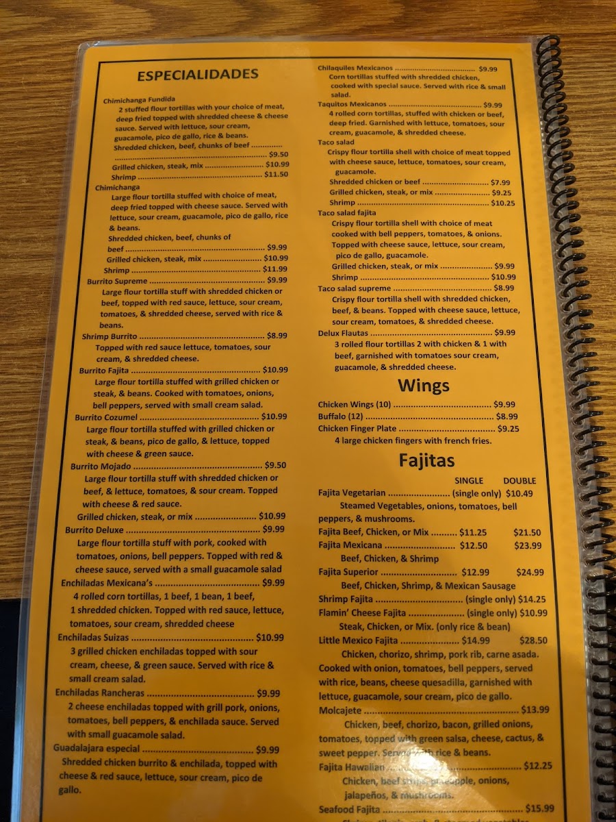 Little Mexico menu board