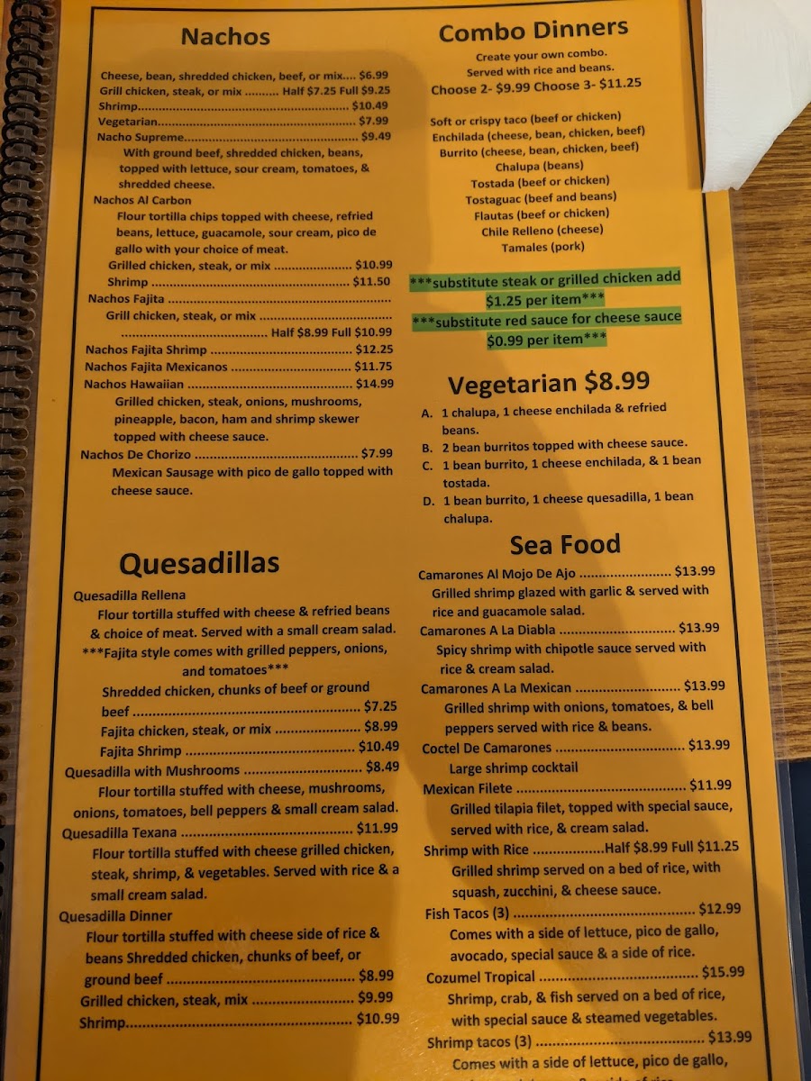 Little Mexico menu board