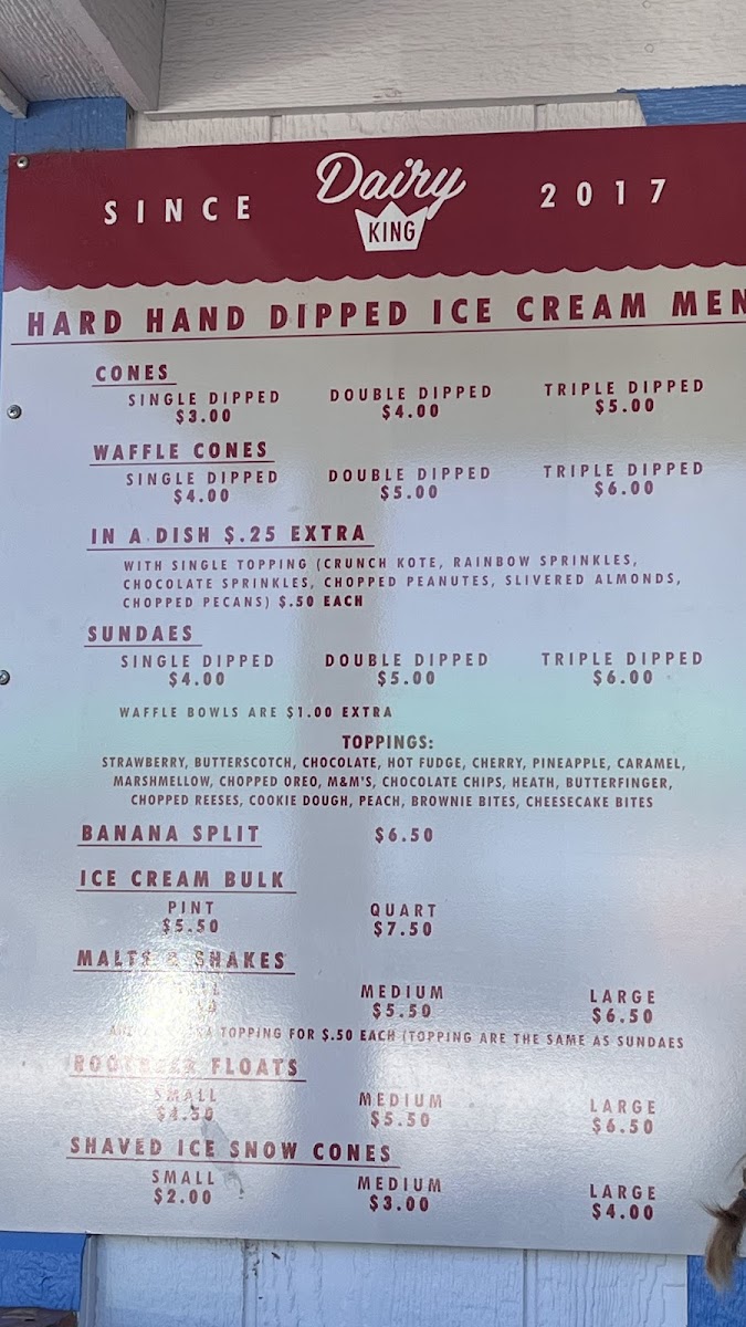 Dairy King menu board