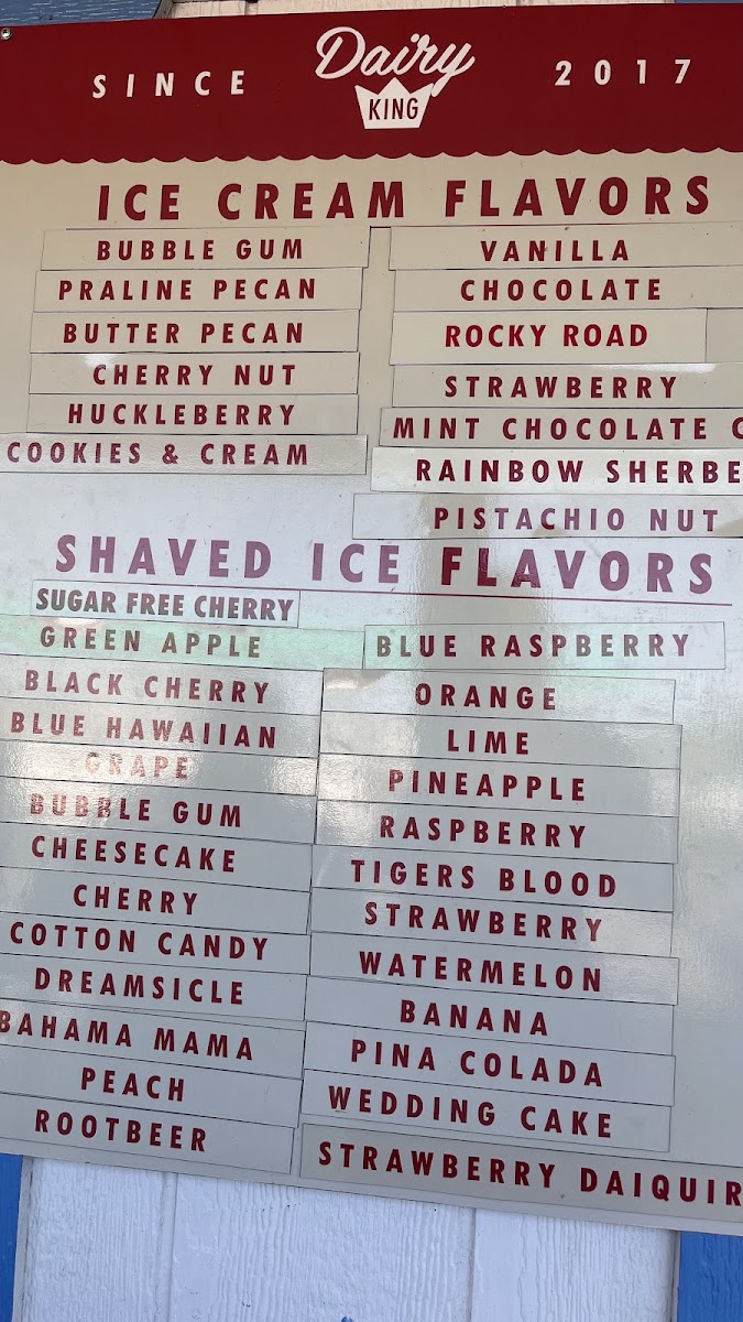 Dairy King menu board
