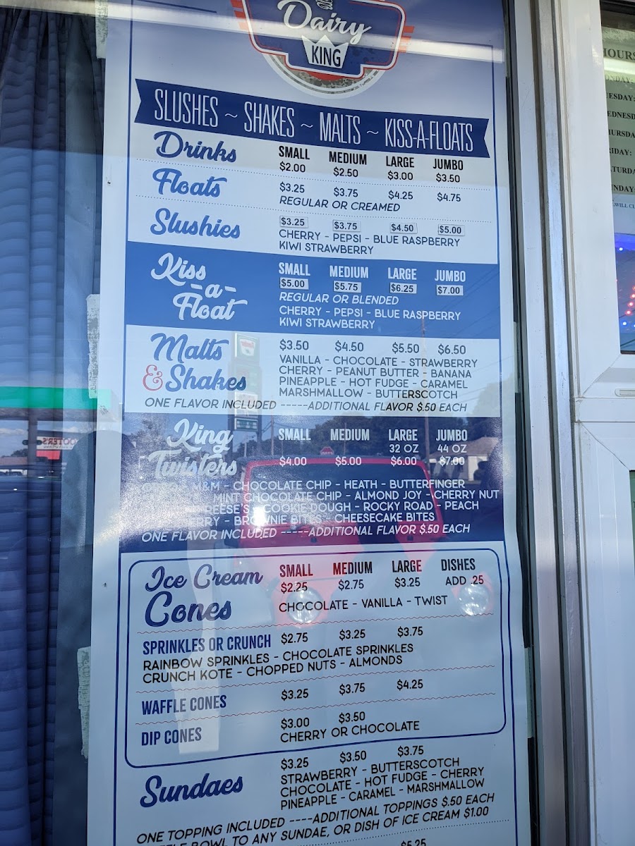 Dairy King menu board