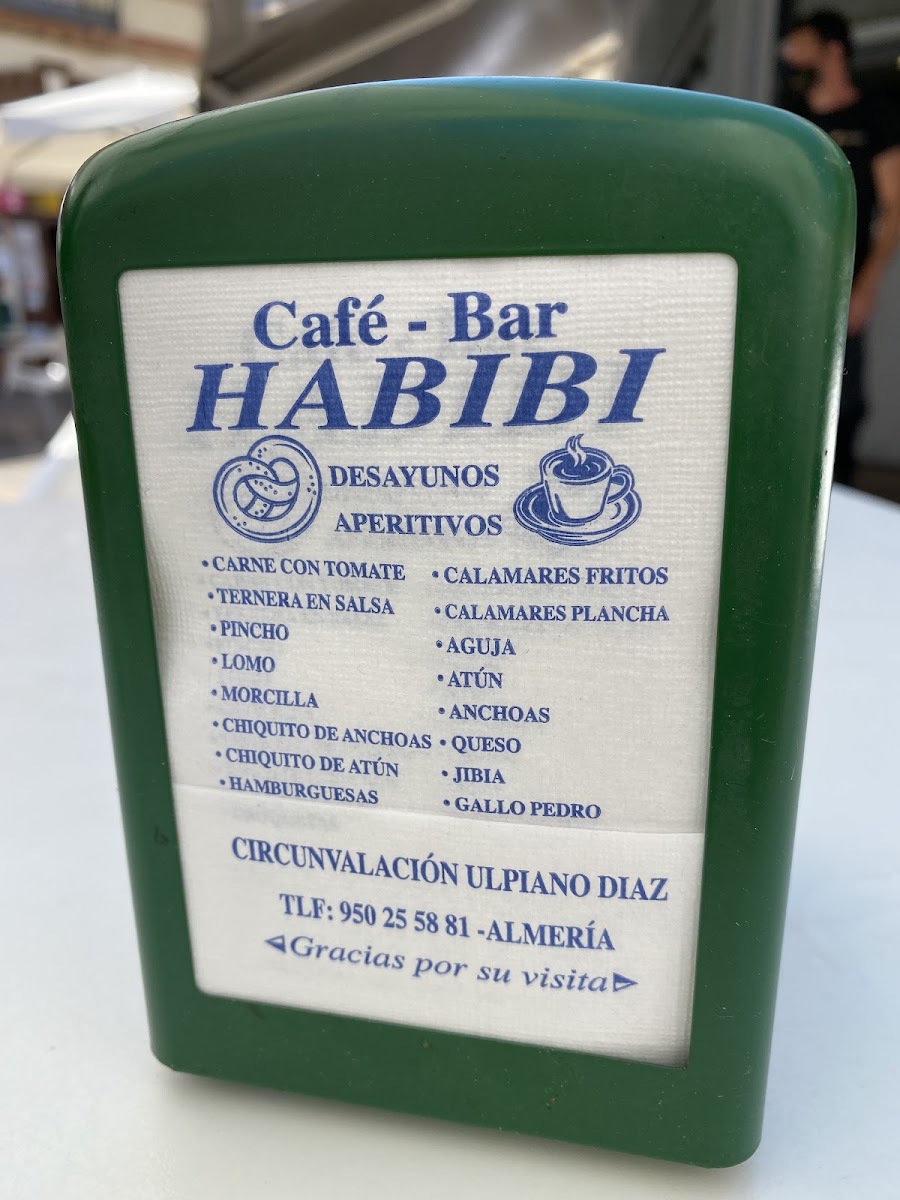 BAR HABIBI menu board