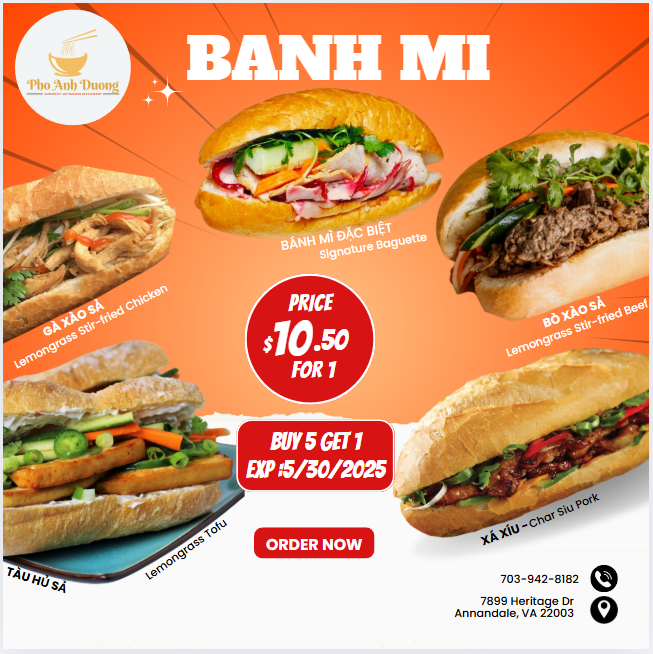 Pho Anh Duong - Annandale menu board