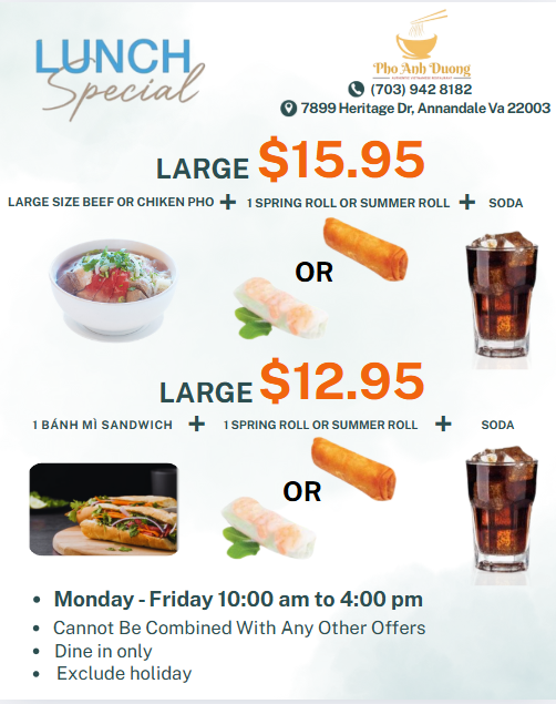 Pho Anh Duong - Annandale menu board
