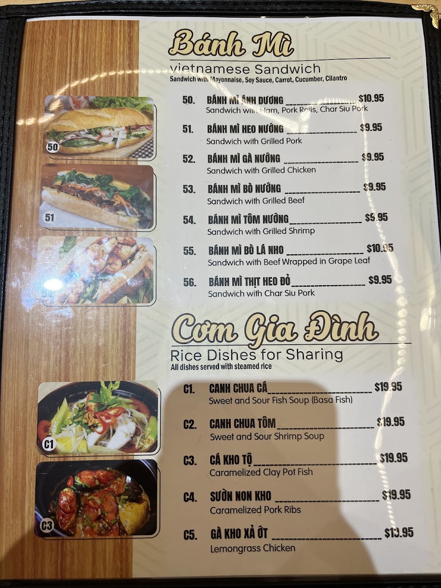 Pho Anh Duong - Annandale menu board