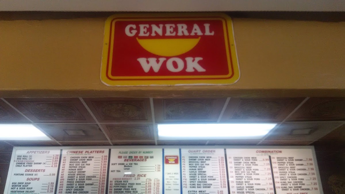 General Wok menu board