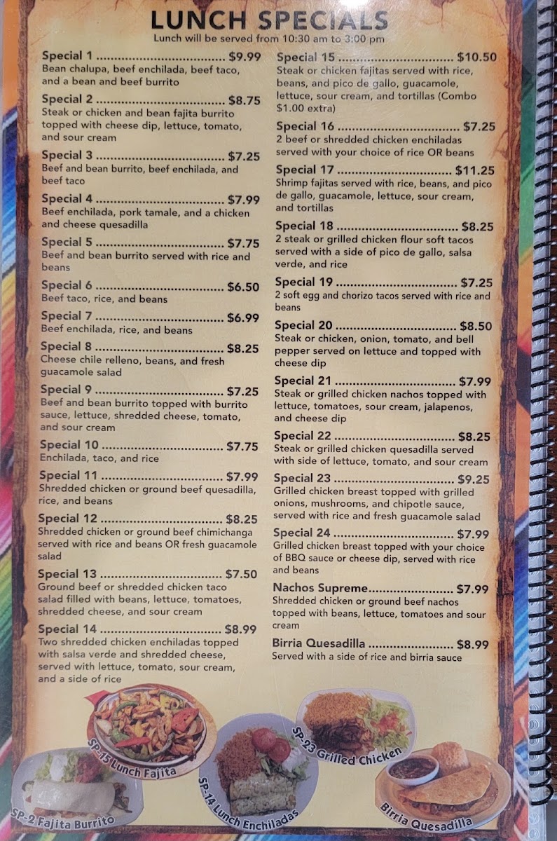 EL Charro | Mexican Restaurant menu board