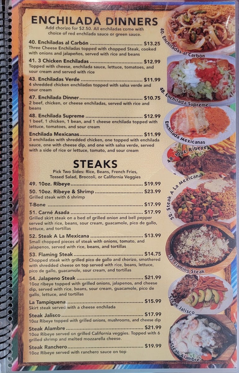 EL Charro | Mexican Restaurant menu board
