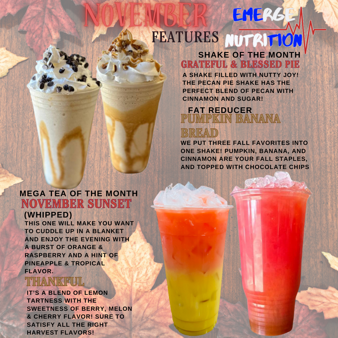 Emerge Nutrition menu board