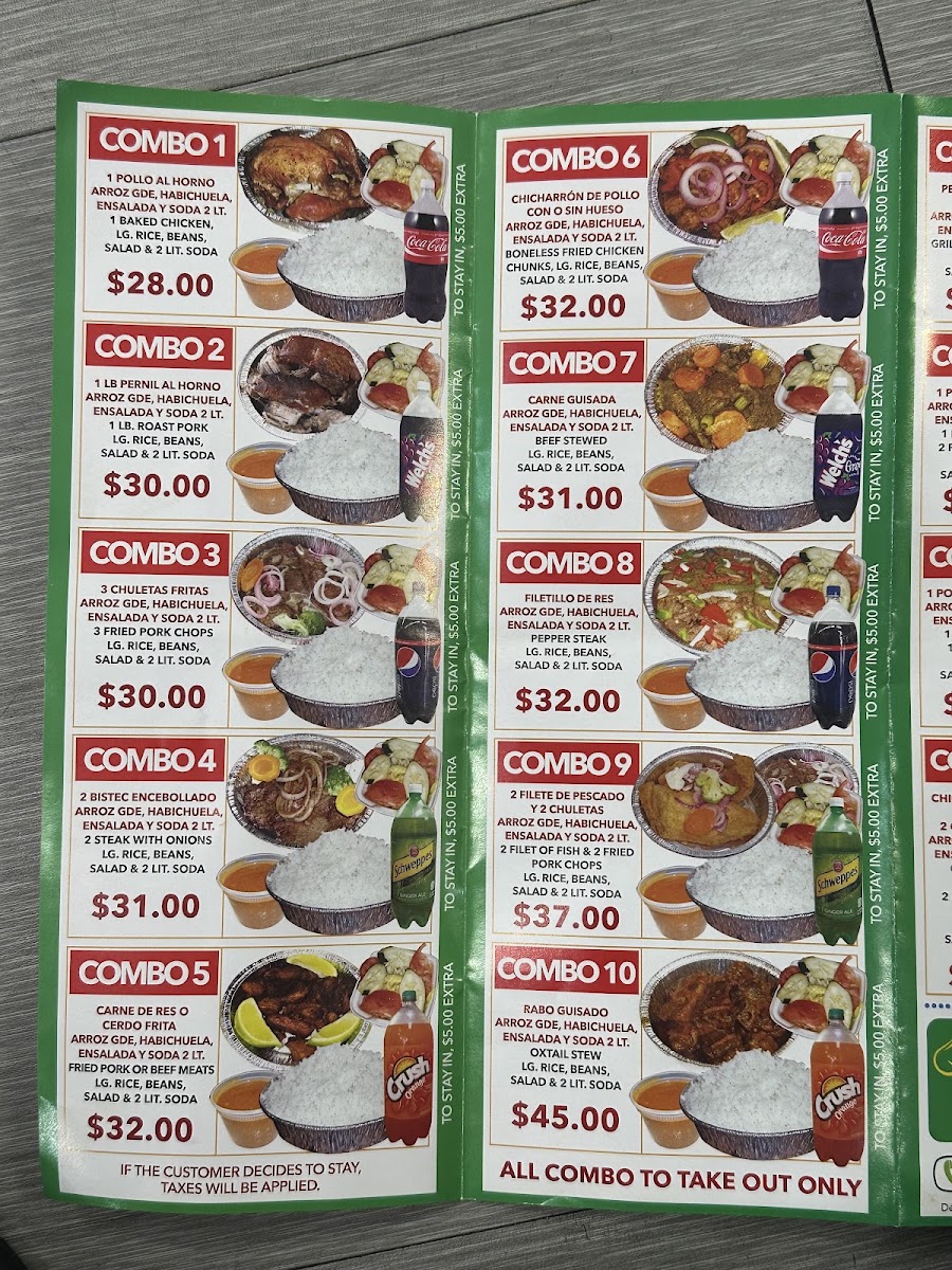 El Caridad Burnside Restaurant menu board