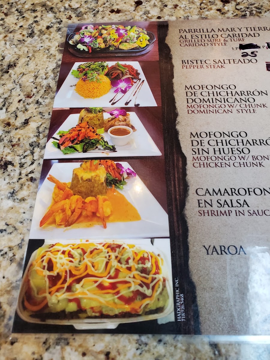 El Caridad Burnside Restaurant menu board