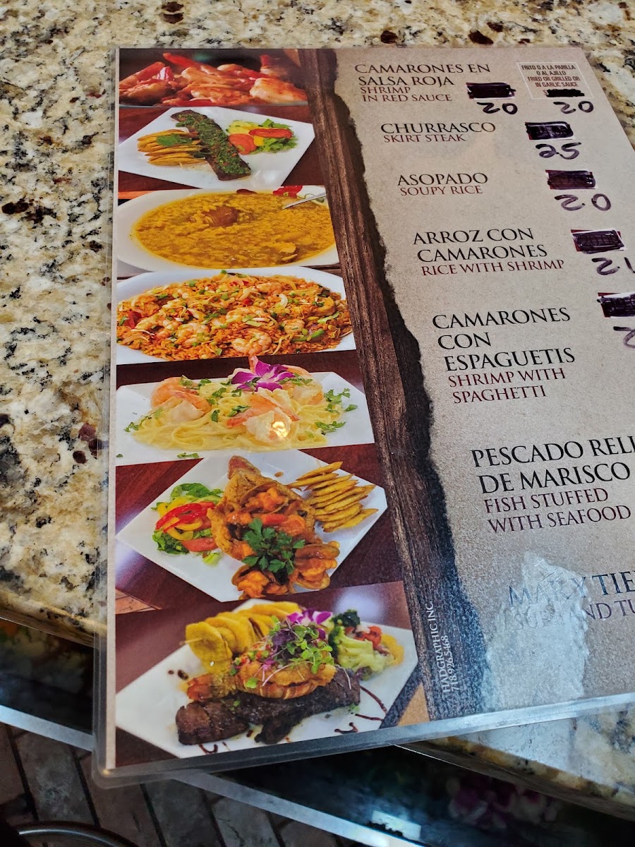 El Caridad Burnside Restaurant menu board