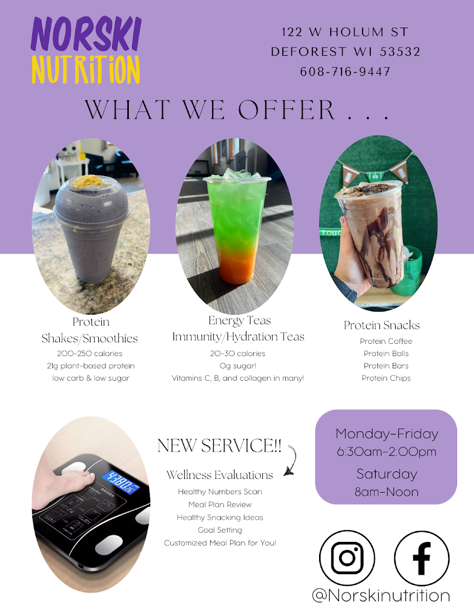 Norski Nutrition menu board