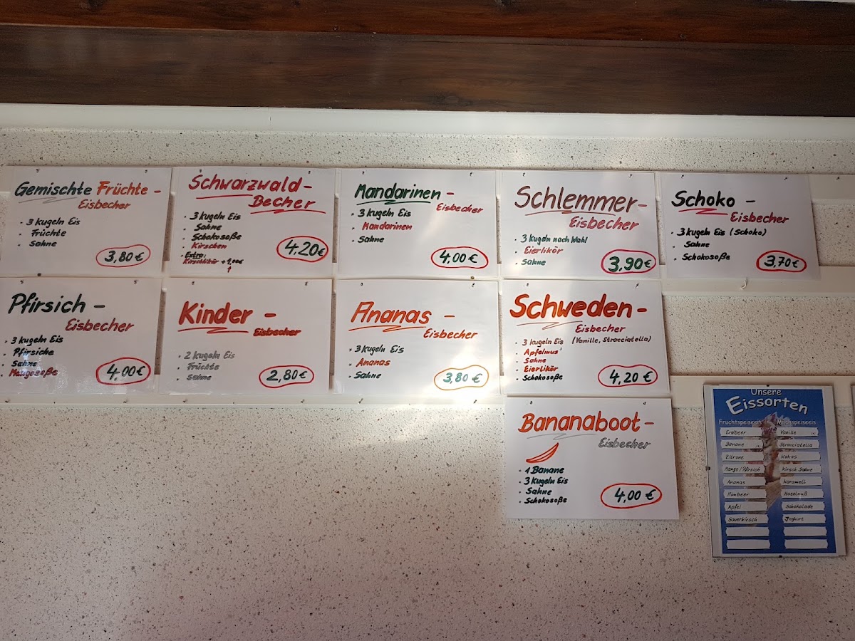 Eiscafé menu board