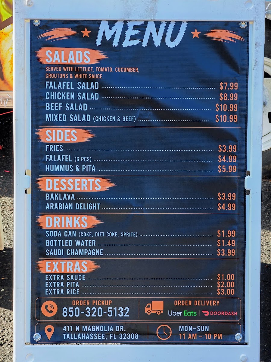 Urban Foods FOOD TRUCK menu board
