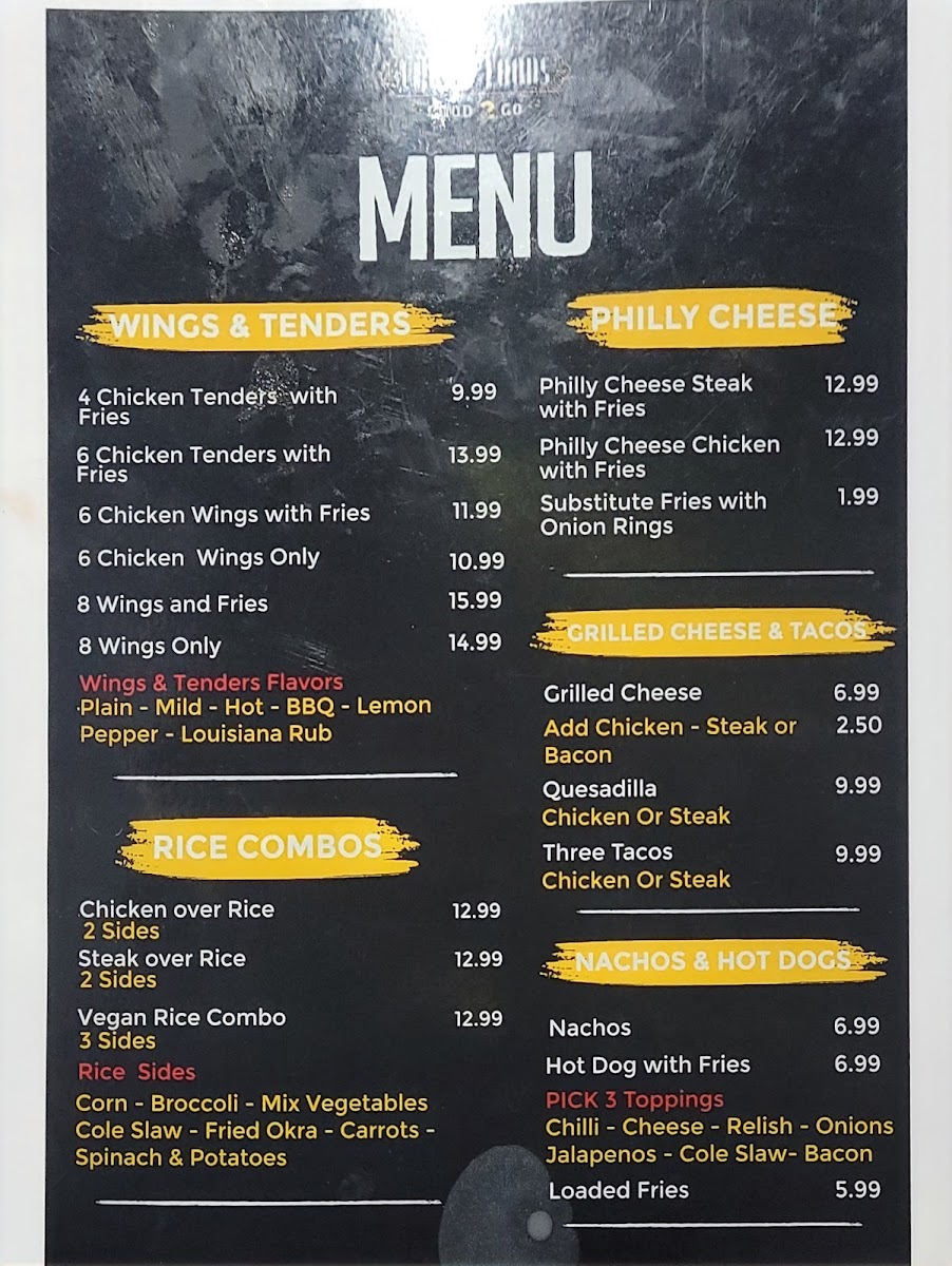 Urban Foods FOOD TRUCK menu board