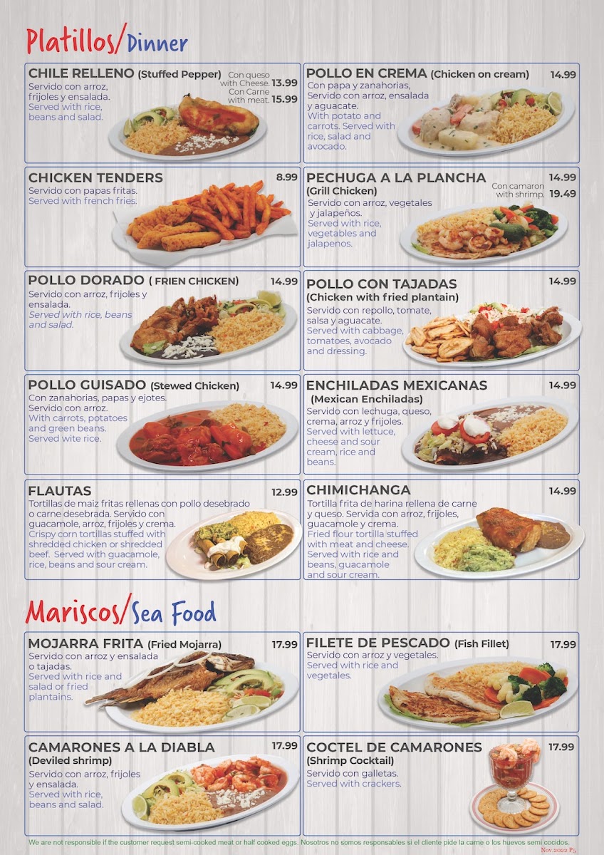 Los Amigos Restaurant menu board