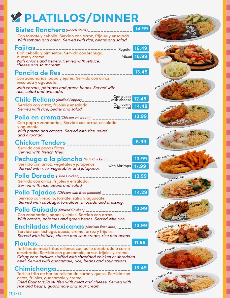 Los Amigos Restaurant menu board