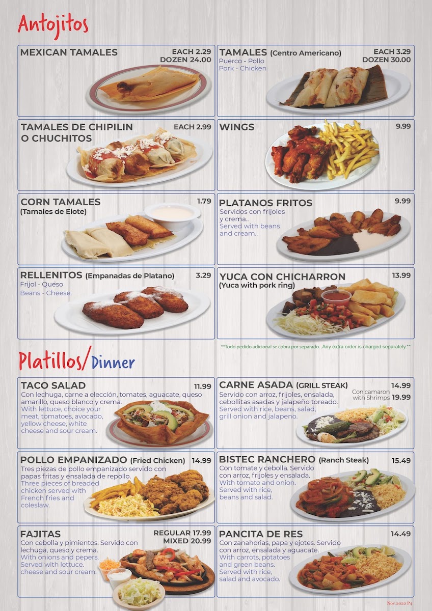 Los Amigos Restaurant menu board