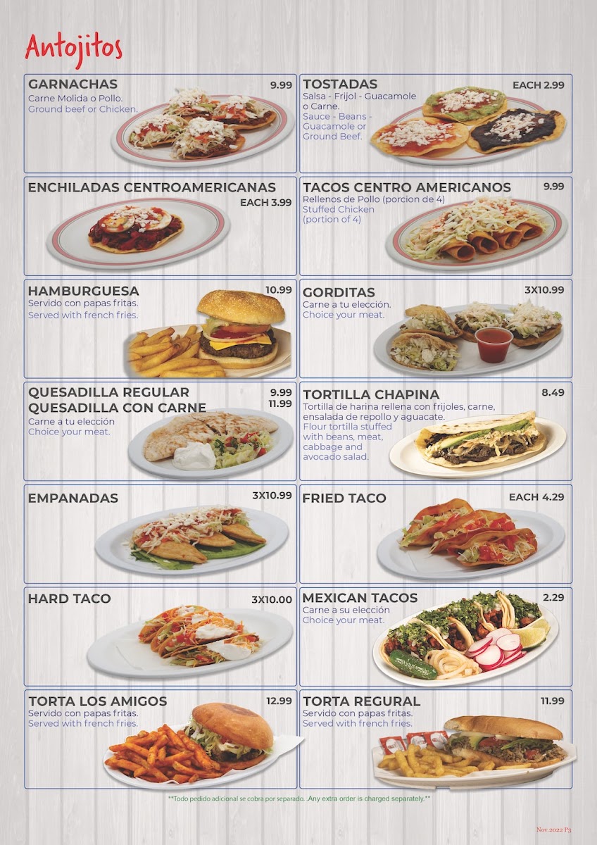 Los Amigos Restaurant menu board