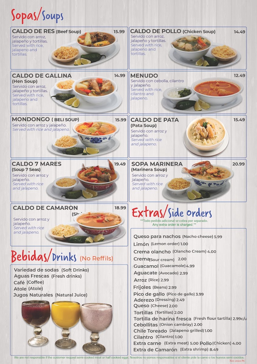 Los Amigos Restaurant menu board