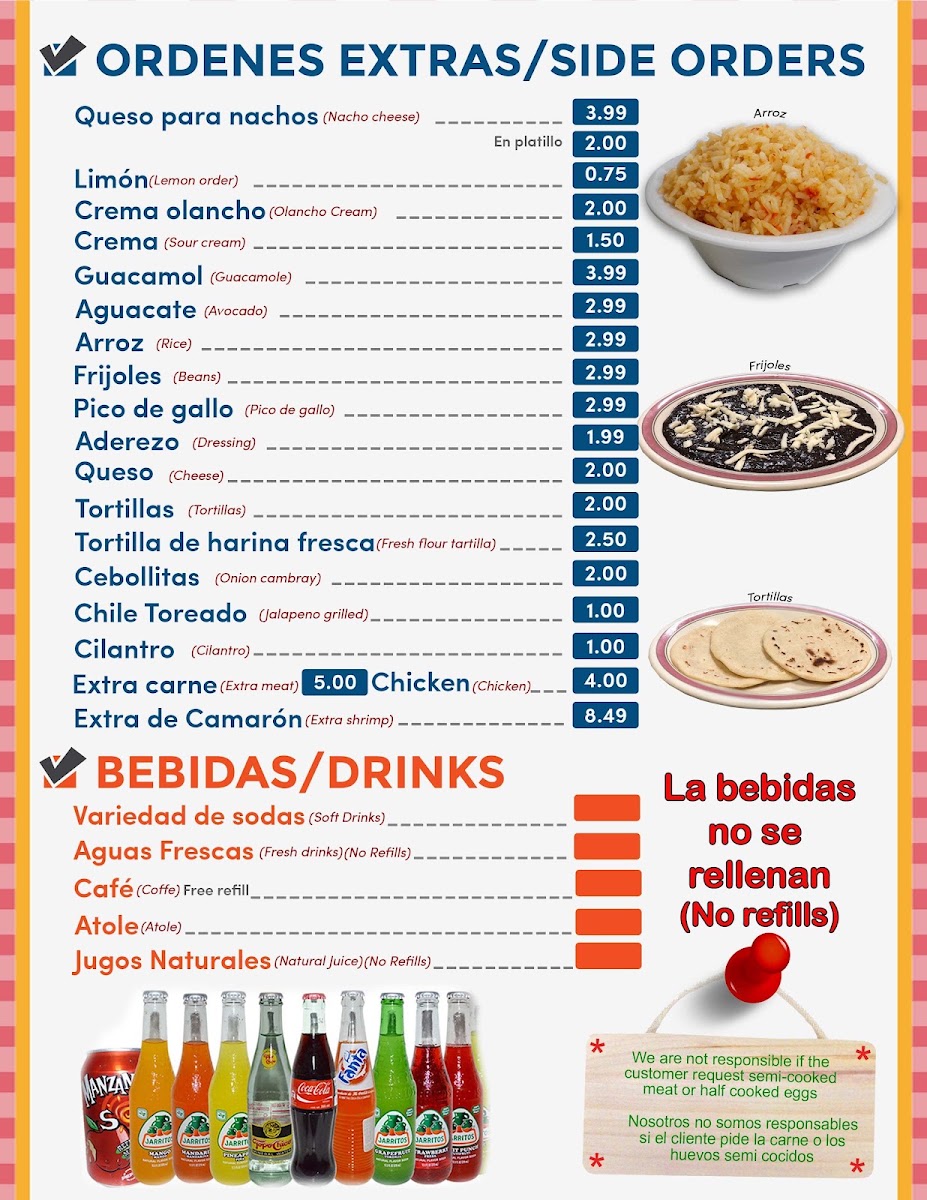Los Amigos Restaurant menu board