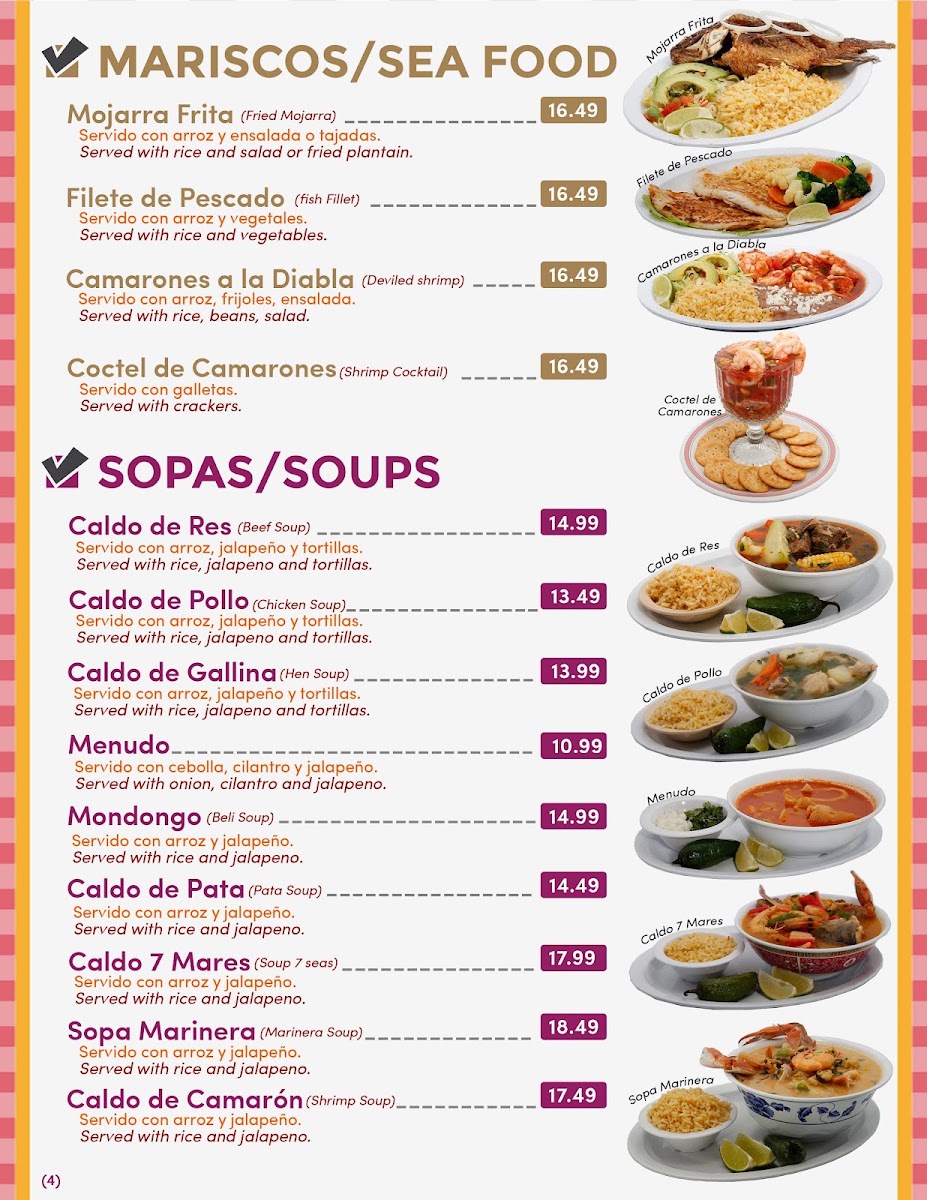 Los Amigos Restaurant menu board