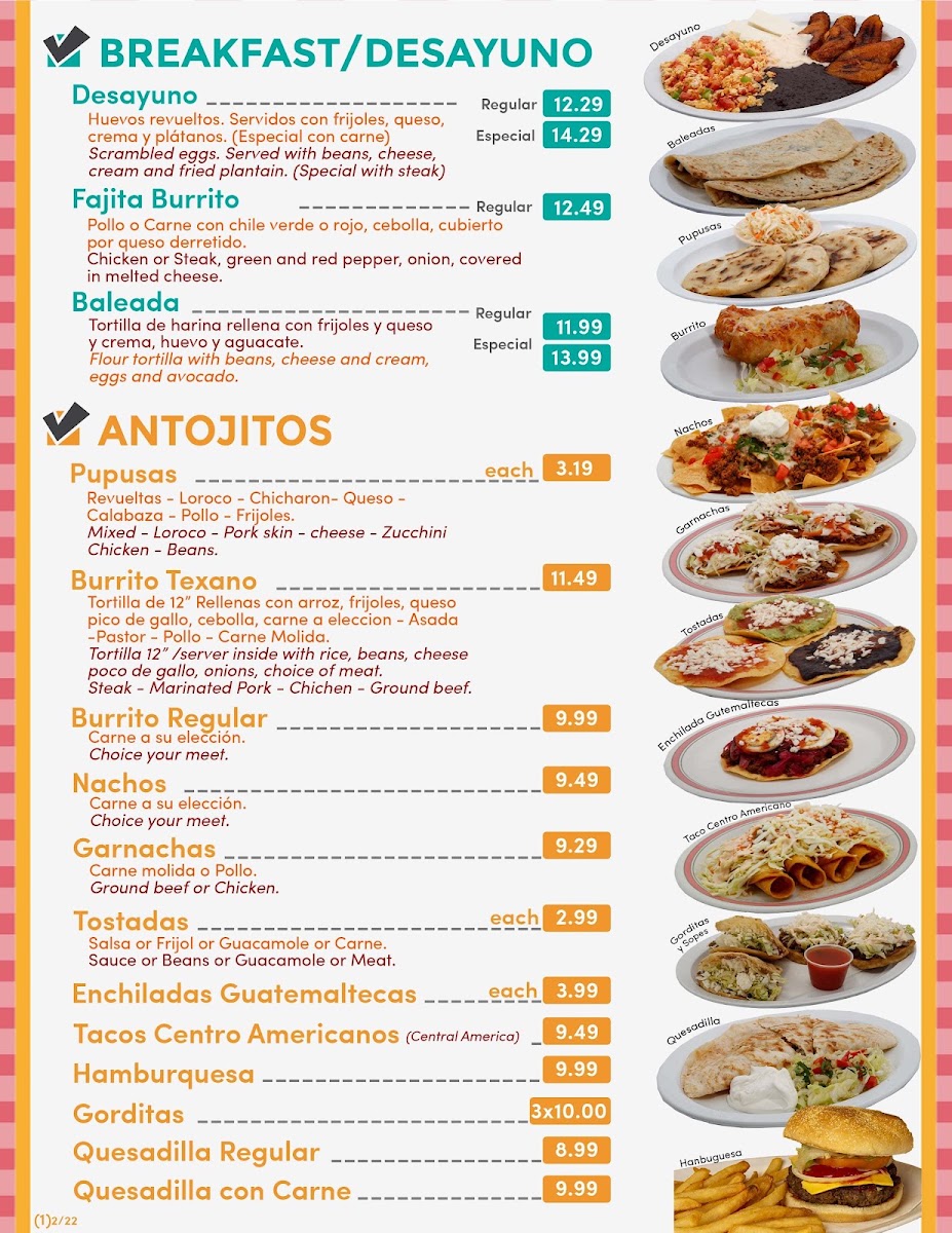 Los Amigos Restaurant menu board