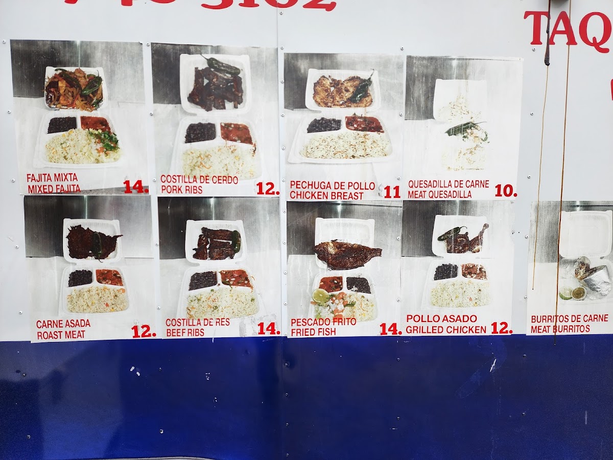 El Chapin taqueria y Pupuseria menu board