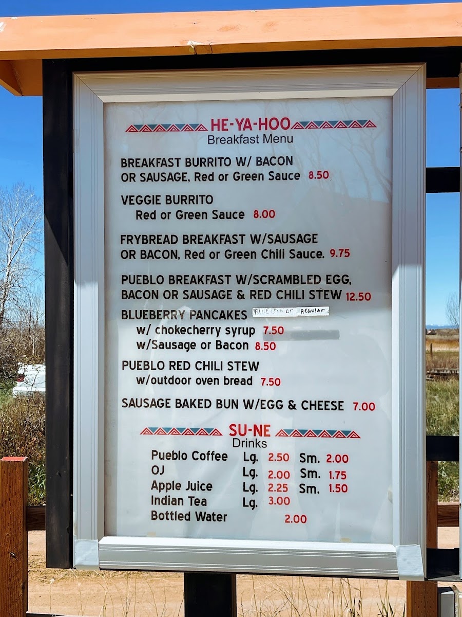Tiwa Kitchen menu board