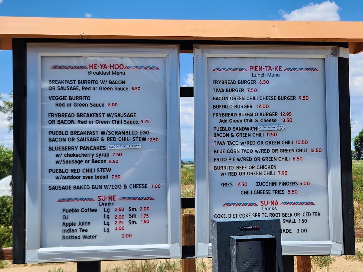 Tiwa Kitchen menu board