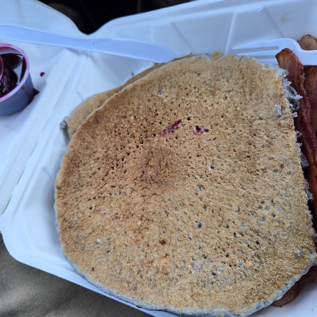 Blue Corn Pancakes with Chokecherry Syrup