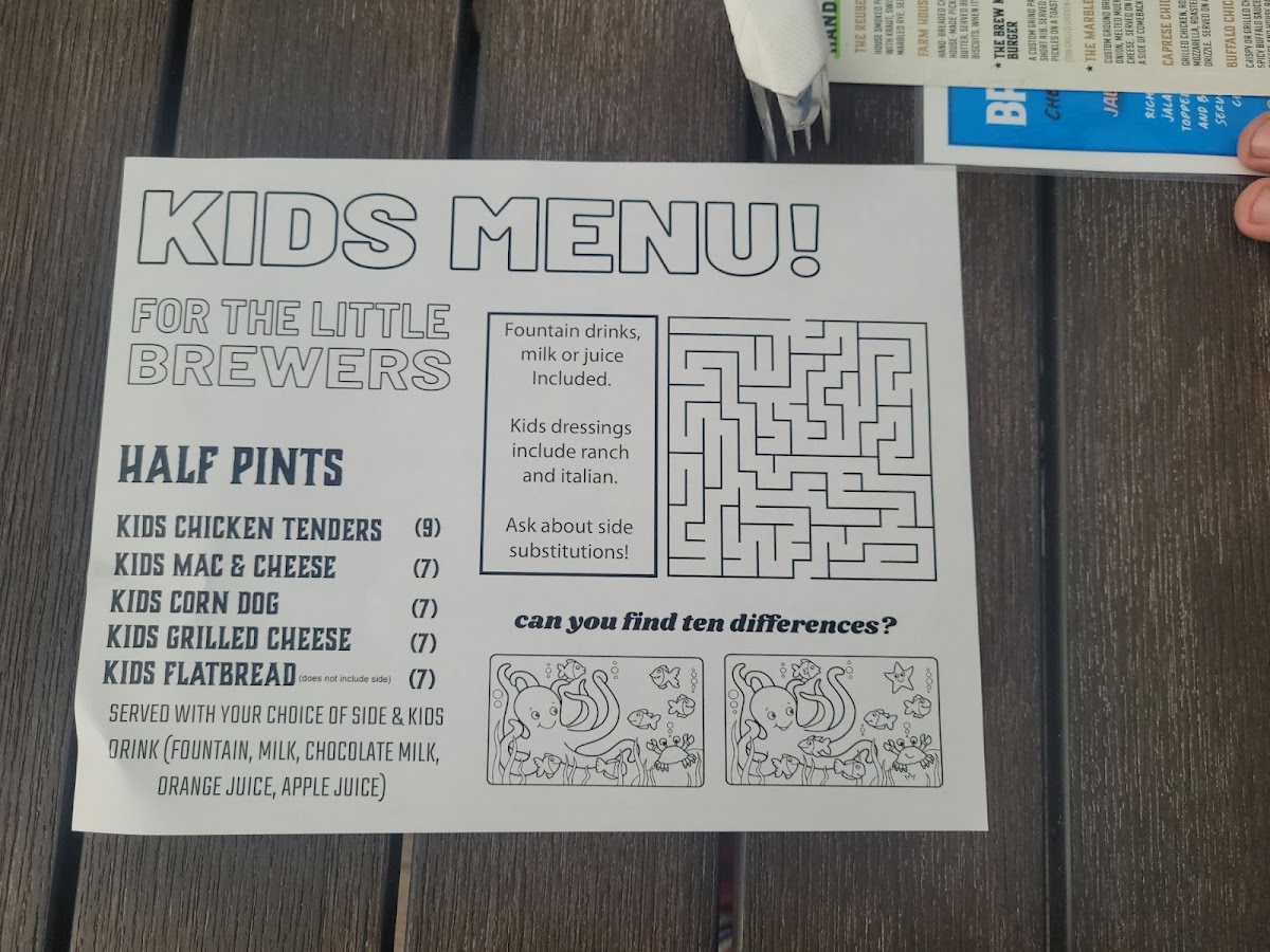 The Brew Kettle Brunswick & Topgolf Swing Suites menu board