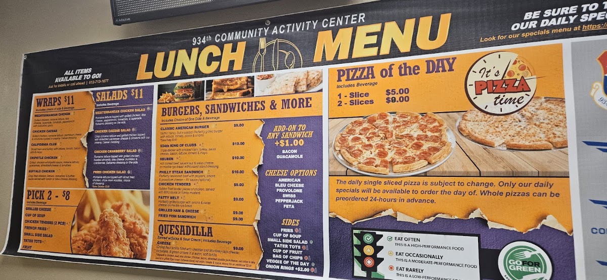 MSP ARS Dining Facility menu board