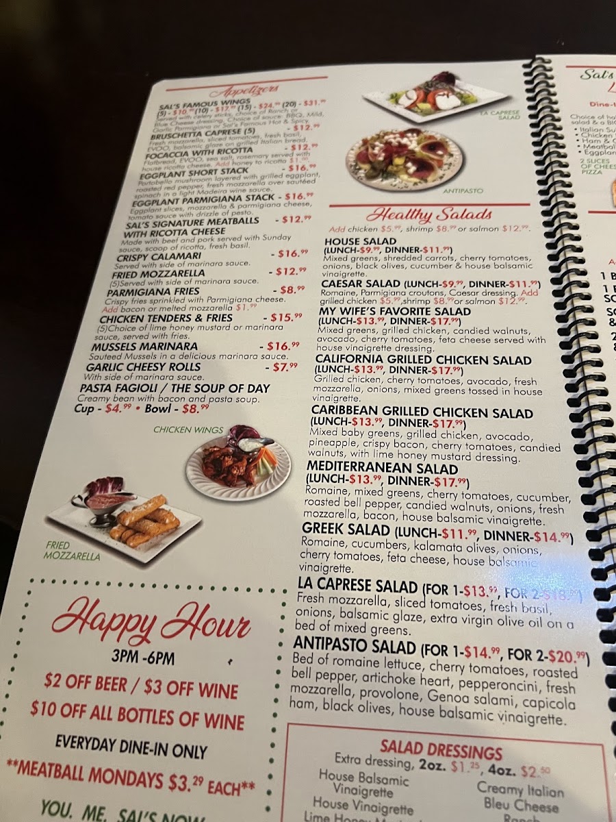 Sal's Italian Ristorante menu board