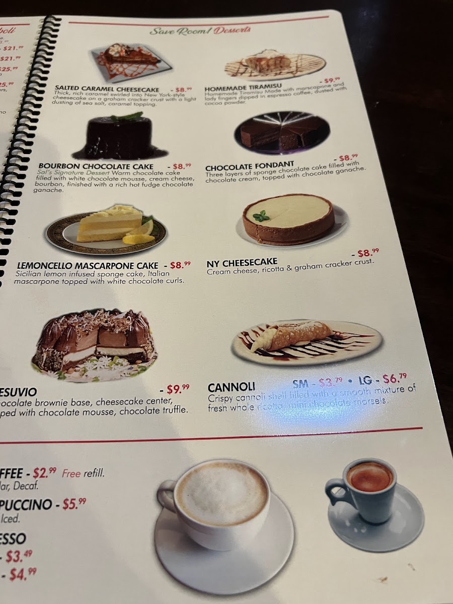 Sal's Italian Ristorante menu board