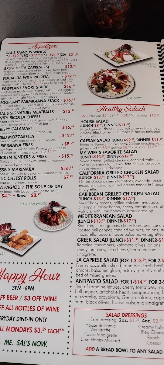 Sal's Italian Ristorante menu board