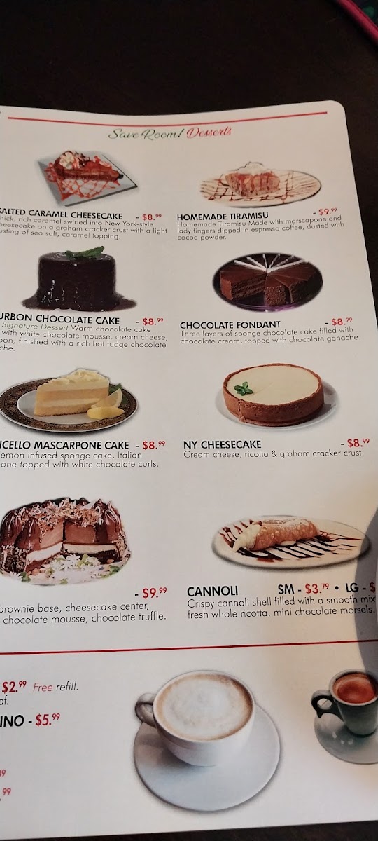Sal's Italian Ristorante menu board