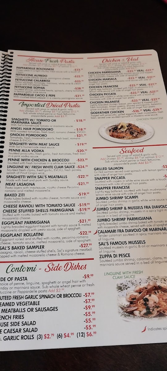 Sal's Italian Ristorante menu board