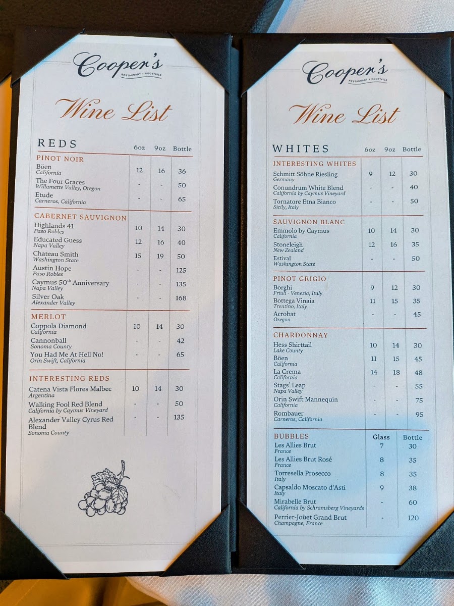 Cooper's Landing - Friendswood menu board