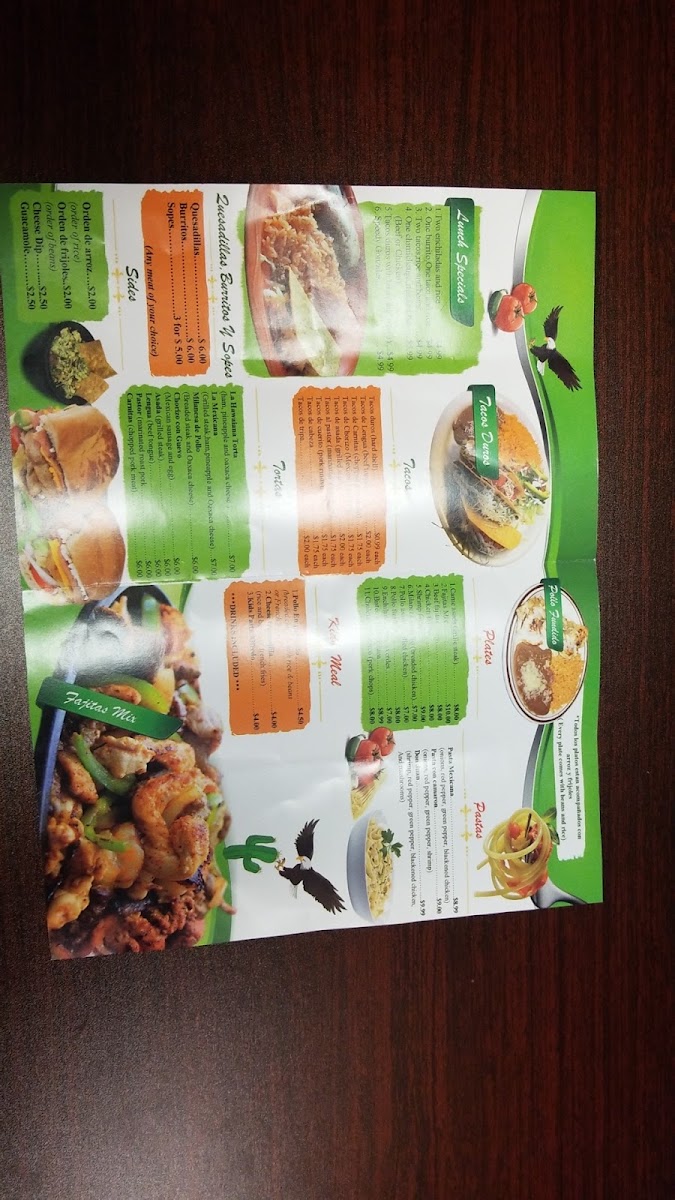 The Jalapeno Mexican Fast Food And Grill menu board