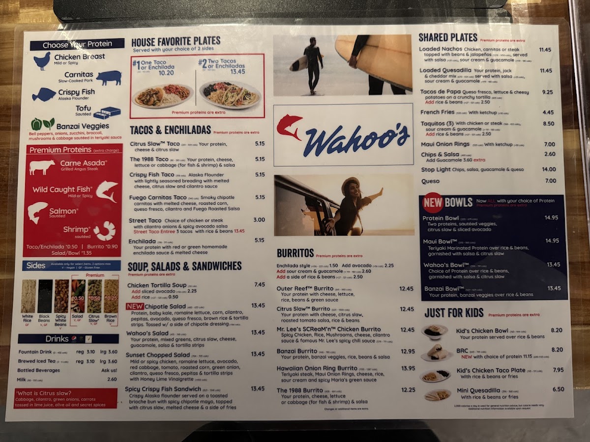 Wahoo's Fish Tacos menu board