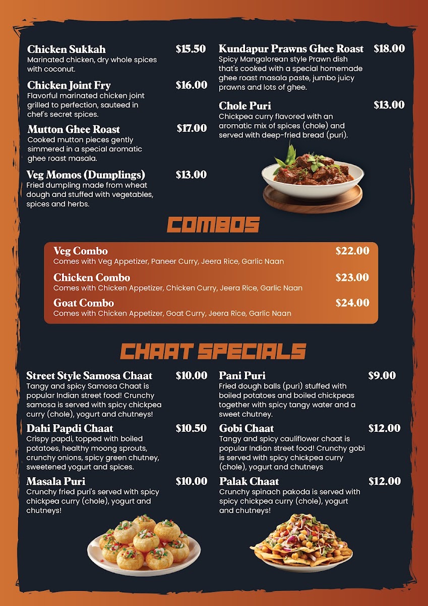 Turmeric Indian Cuisine menu board