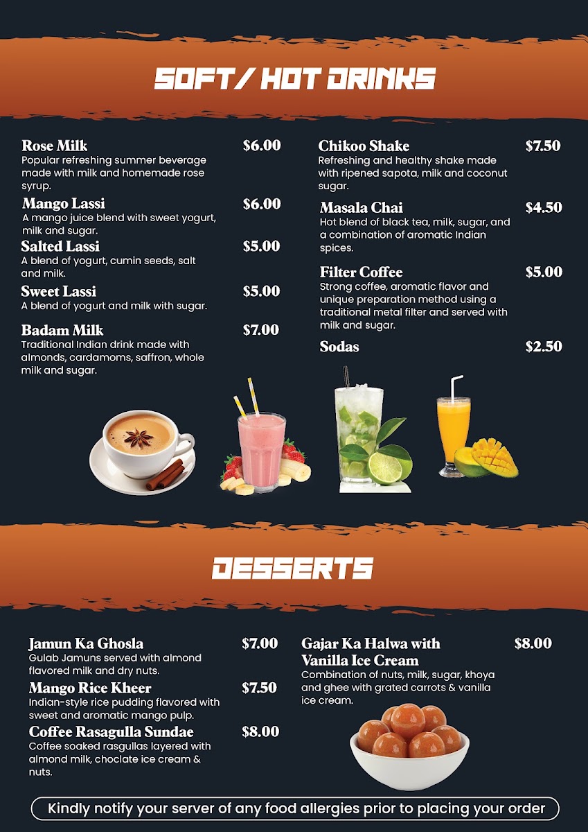 Turmeric Indian Cuisine menu board