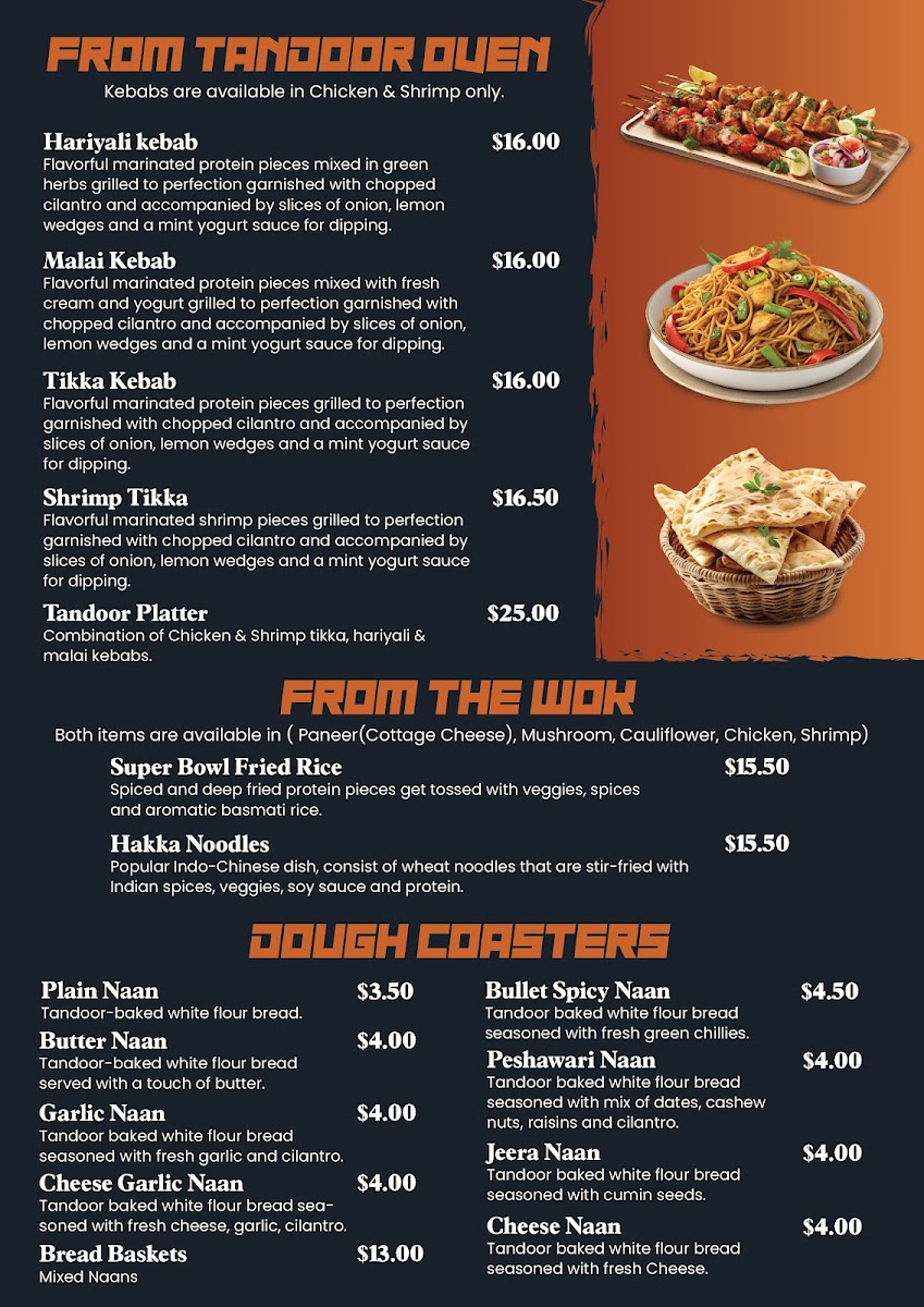 Turmeric Indian Cuisine menu board