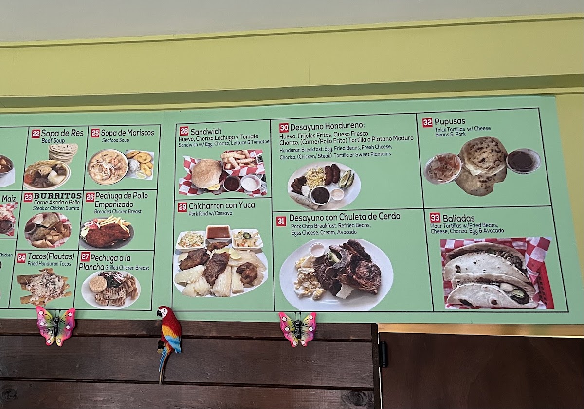 Kamile's Latinos Mini Market menu board