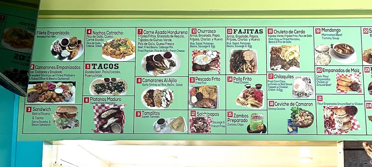 Kamile's Latinos Mini Market menu board